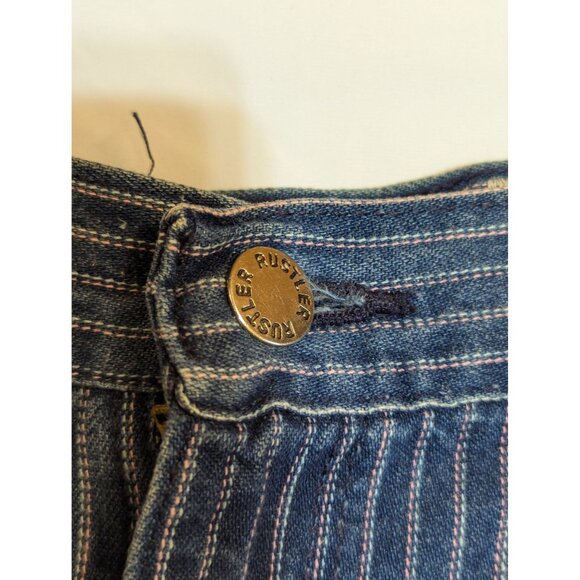 Vintage Rustler Blue & White Striped Denim Jeans Size 16 Misses - Picture 3 of 7